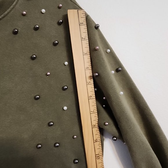 Dex Top Long Sleeve Blouse Sage Color with beaded Size S, Casual, Urban Chic - Picture 11 of 12